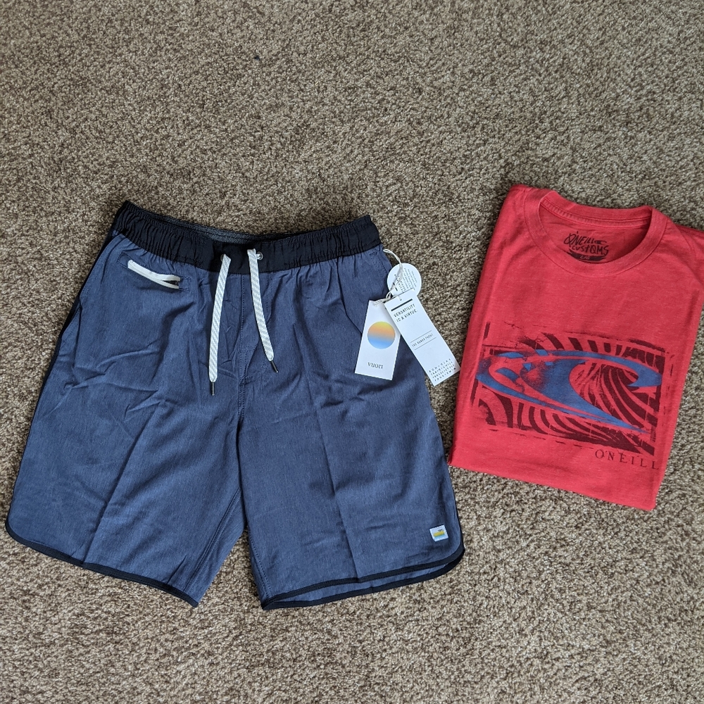 NWT Vuori shorts and O'neil tshirt